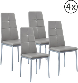 Panana Modern Set of 4 Stunning Dining Side Chairs PU Leather Dining Room Furniture Grey/black