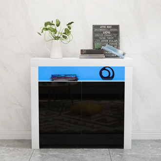 Panana Two High Gloss Doors Sideboard Storage Cabinet with RGB Multicolor LED Lighting Livingroom Display Furnitures