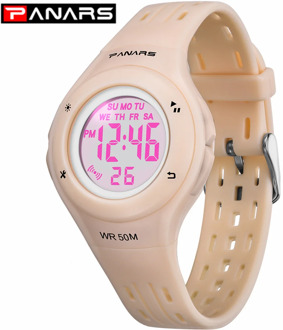 PANARS Fashion 7 LED Colors Children Watch WR50M Waterproof Kids Wristwatch Alarm Clock Multi-function Watches for Girls Boys