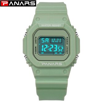 Panars Mode Dames Horloges Voor Vrouwen Led Digitale Sport Dames Horloge 50M Waterdichte Horloge Alarm Relogio Feminino groen