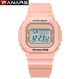 Panars Mode Dames Horloges Voor Vrouwen Led Digitale Sport Dames Horloge 50M Waterdichte Horloge Alarm Relogio Feminino Roze