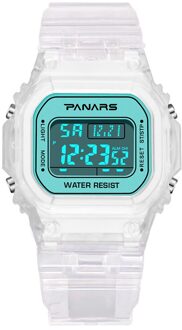 Panars Mode Dames Horloges Voor Vrouwen Led Digitale Sport Dames Horloge 50M Waterdichte Horloge Alarm Relogio Feminino transparant groen
