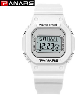 Panars Mode Dames Horloges Voor Vrouwen Led Digitale Sport Dames Horloge 50M Waterdichte Horloge Alarm Relogio Feminino wit