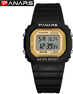 Panars Mode Dames Horloges Voor Vrouwen Led Digitale Sport Dames Horloge 50M Waterdichte Horloge Alarm Relogio Feminino zwart