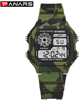 PANARS Sports Military Children's Watches Student Kids Digital Watch Camouflage Green Fashion Colorful Led Alarm Clock For Boys