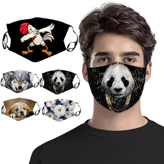 Panda Animal Print Dust Face Mask Haze Proof Protective Facial Mask Washable Reusable Masque Adjustable Face Shield Mouth Masks
