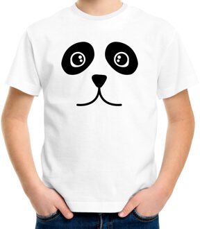 Panda / pandabeer gezicht - Verkleed shirt - wit - kinderen - Carnaval S (122-128)