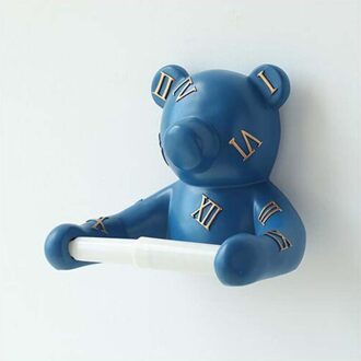 Panda Wall Mount Papierrolhouder Handdoek Tissue Houder Tissue Hanger Wc Badkamer Keuken Badkamer Organizer Badkamer Accessoires blauw