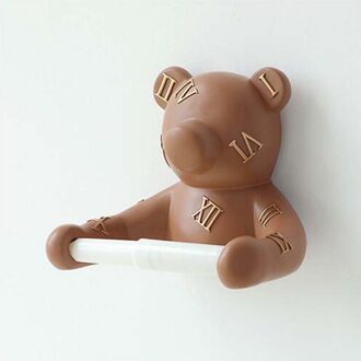 Panda Wall Mount Papierrolhouder Handdoek Tissue Houder Tissue Hanger Wc Badkamer Keuken Badkamer Organizer Badkamer Accessoires bruin