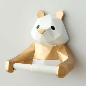 Panda Wall Mount Papierrolhouder Handdoek Tissue Houder Tissue Hanger Wc Badkamer Keuken Badkamer Organizer Badkamer Accessoires goud