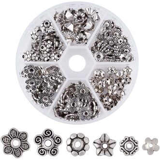 Pandahall 180 stks/doos Metalen Mix Bloem Bead Caps Vintage Filigraan Torus DIY Sieraden Maken Armband Ketting Bevindingen Accessoires