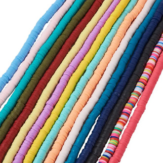 pandahall 1Strand Flat Round Polymer Clay Bead Spacers 4 5 6 8mm for Jewelry Making DIY Environmental Handmade Hole:1~2mm17.7"