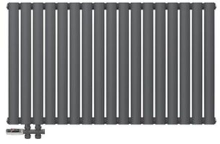 Paneelradiator dubbellaags 600x1020 mm antraciet incl. vloeraansluitset ML design Zwart