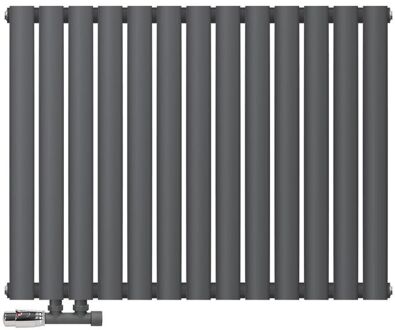 Paneelradiator dubbellaags 78x60 cm antraciet incl. set voor wandaansluiting ML-Design Zwart