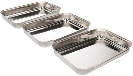 Paneerset van 3 stuks - roestvrijstaal - 22 x 15 cm