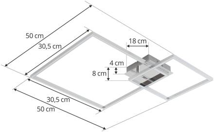 Panja LED plafondlamp breedte 66,5 cm chroom, wit