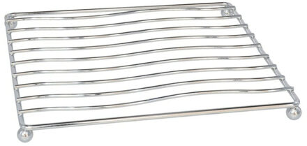 Pannen onderzetter - metaal - zilver - 17 x 17 cm - pannen/ovenschalen onderzetter