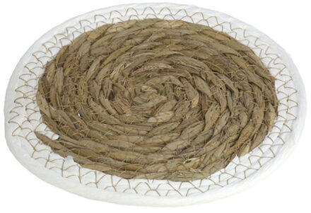 Pannen onderzetter van zeegras rond 20 x 20 cm - Panonderzetters Beige