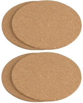 Pannen onderzetters rond - set 4x stuks - van kurk - dia 18 cm Bruin