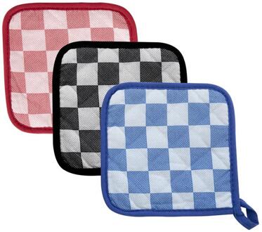 Pannenlap 17cm ruit rood,blauw of zwart multi