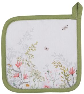 Pannenlap 20x20 cm Wit Katoen Bloemen Wit