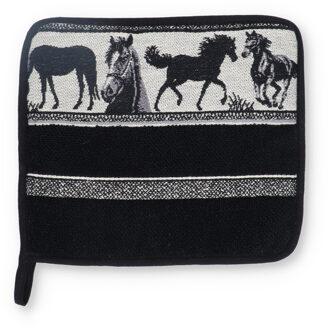 Pannenlap Horse Zwart - 23x20 cm