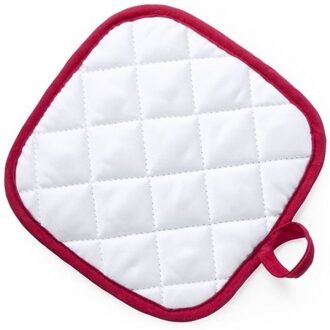 Pannenlap - wit/rood - 17 x 17 cm - Koken - Pannenlappen - ophanglus
