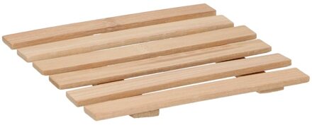 Pannenonderzetter - bamboe - 1x stuks - 17 x 17 cm - tafel onderlegger Bruin