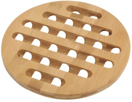 Pannenonderzetter - bamboe hout - D20 x H1 cm - hittebestendig Bruin