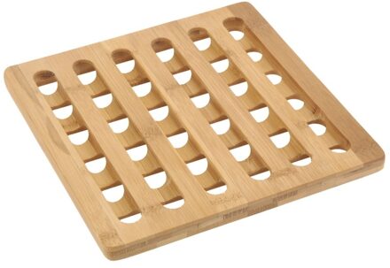 Pannenonderzetter - bamboe hout - L20 x B20 x H1 cm - hittebestendig Bruin