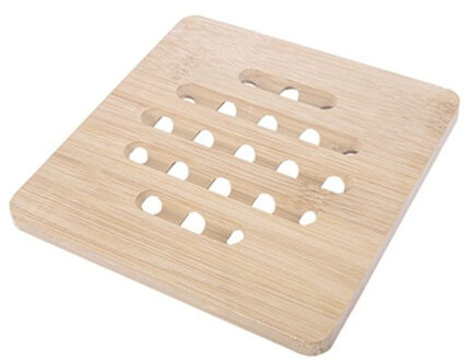 Pannenonderzetter - naturel - bamboe hout - 16 x 16 cm