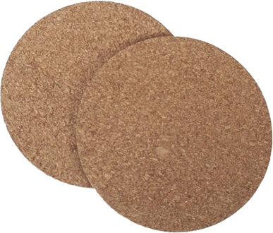 Pannenonderzetters van kurk - set van 2x stuks - rond - dia 18 x 18 cm - Panonderzetters Beige