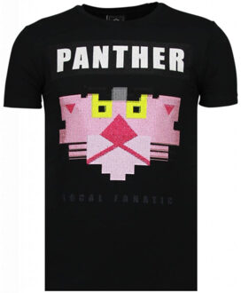 Panther For A Cougar - Rhinestone T-shirt - Zwart - Maten: L
