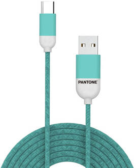 Pantone Usb A naar Usb C Kabel 1,5m Nylon Lichtblauw