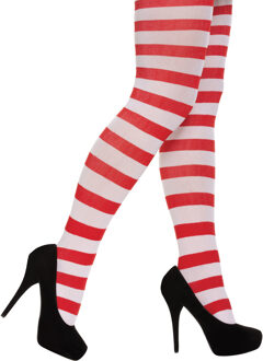 Panty/maillot - rood met wit gestreept - voor dames - M/L