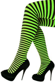 Panty met zwart groene streep - Verkleedpanty Multikleur