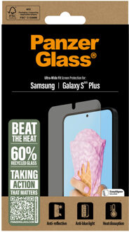 PanzerGlass All-in-One Ultra-Wide Fit Anti-Bacterial Screenprotector voor de Samsung Galaxy S25 Plus Transparant