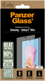 PanzerGlass All-in-One Ultra-Wide Fit Anti-Bacterial Screenprotector voor de Samsung Galaxy S25 Ultra Transparant