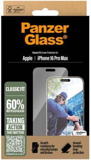 PanzerGlass Anti-Bacterial Screenprotector voor de Apple iPhone 16 Pro Max Transparant