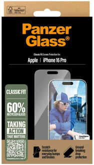 PanzerGlass Anti-Bacterial Screenprotector voor de Apple iPhone 16 Pro Transparant