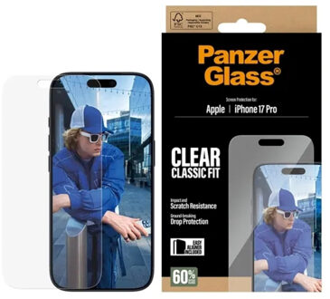 PanzerGlass Anti-Bacterial Screenprotector voor de Apple iPhone 17 Pro Transparant