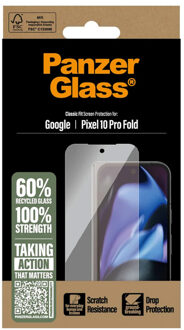 PanzerGlass Anti-Bacterial Screenprotector voor de Google Pixel 10 Pro Fold Transparant