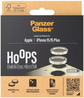 PanzerGlass Camera Protector Hoop Optic Rings voor de iPhone 15 / 15 Plus - Yellow Geel