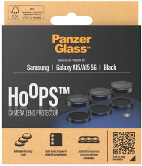 PanzerGlass Camera Protector Hoop Optic Rings voor de Samsung Galaxy A15 (5G) - Black Zwart