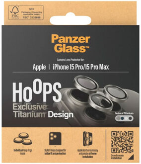 PanzerGlass Camera Protector Hoops Optic Rings voor de Apple iPhone 15 Pro / 15 Pro Max - Natural Titanium Zilver