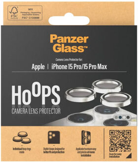 PanzerGlass Camera Protector Hoops Optic Rings voor de Apple iPhone 15 Pro / 15 Pro Max - White Metal Wit