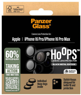 PanzerGlass Camera Protector Hoops Optic Rings voor de Apple iPhone 16 Pro / 16 Pro Max Zwart