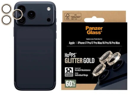 PanzerGlass Camera Protector Hoops Optic Rings voor de Apple iPhone 17 Pro / 17 Pro Max - Glitter Goud Transparant