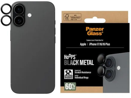 PanzerGlass Camera Protector Hoops Optic Rings voor de Apple iPhone 17 - Zwart Transparant