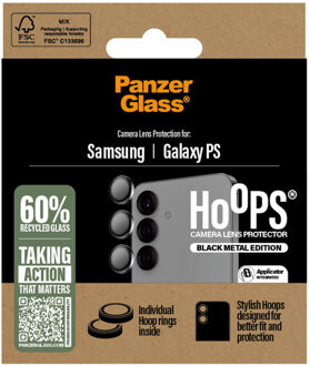 PanzerGlass Camera Protector Hoops Optic Rings voor de Samsung Galaxy S25 Edge - Zwart Transparant
